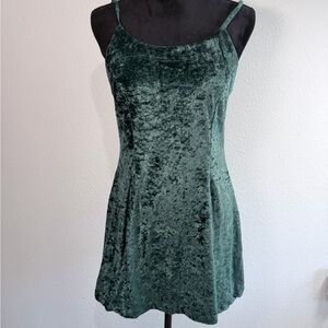 Y2K Green Crushed Velvet Mini Dress Size L